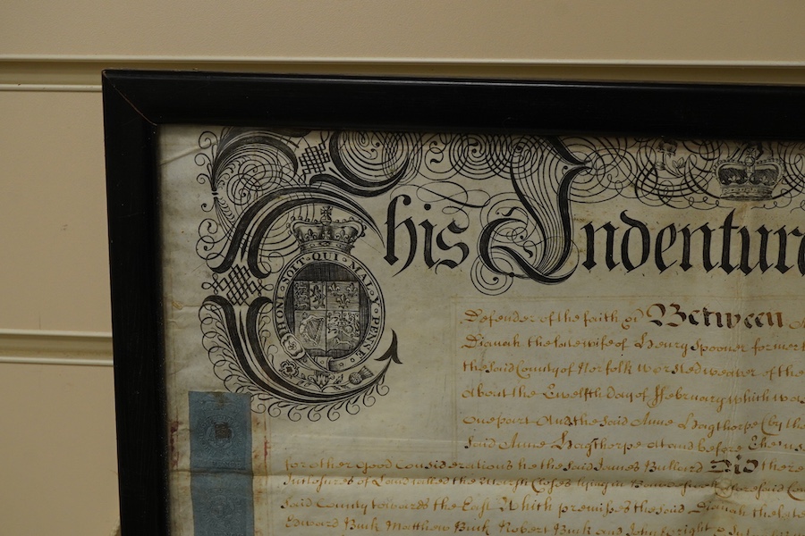 Two 18th century framed indentures
